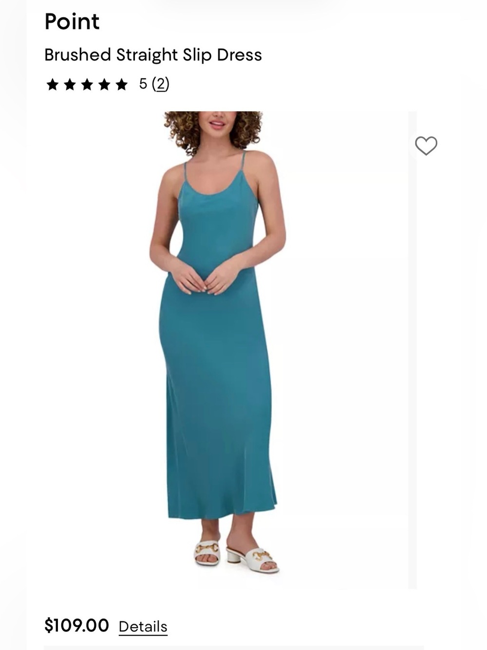 Point Collection Teal Brushed Maxi Slip Dress Size M